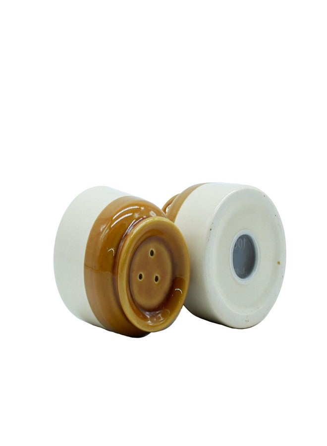 aaBco Ceramic Salt and Pepper Shaker Set, Brown and White, Kitchen Table Seasoning Containers (Small) - Image 3